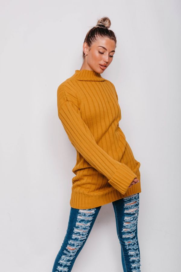 Mustard Oversized Rib Knit Jumper