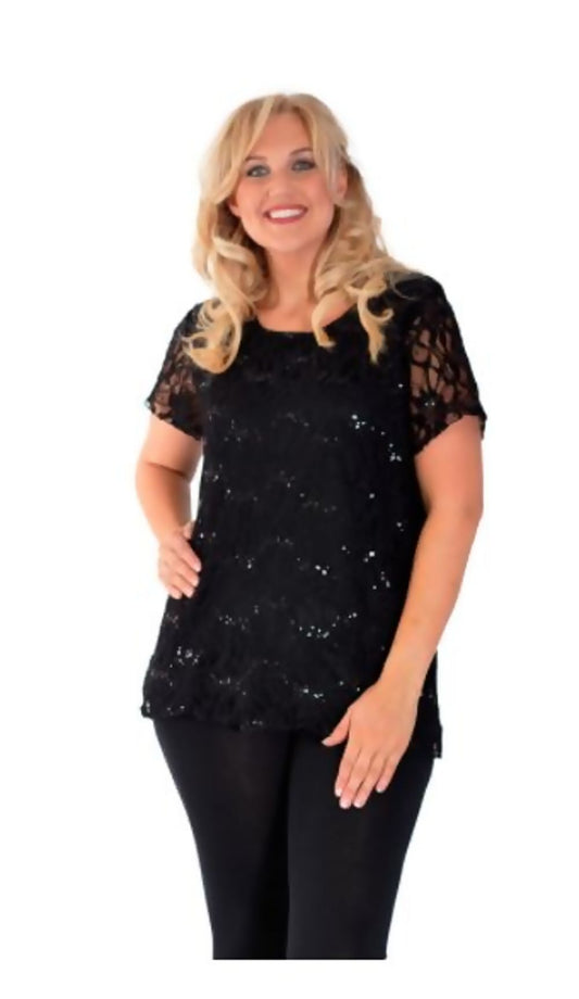 Curve Black Sequin Tunic