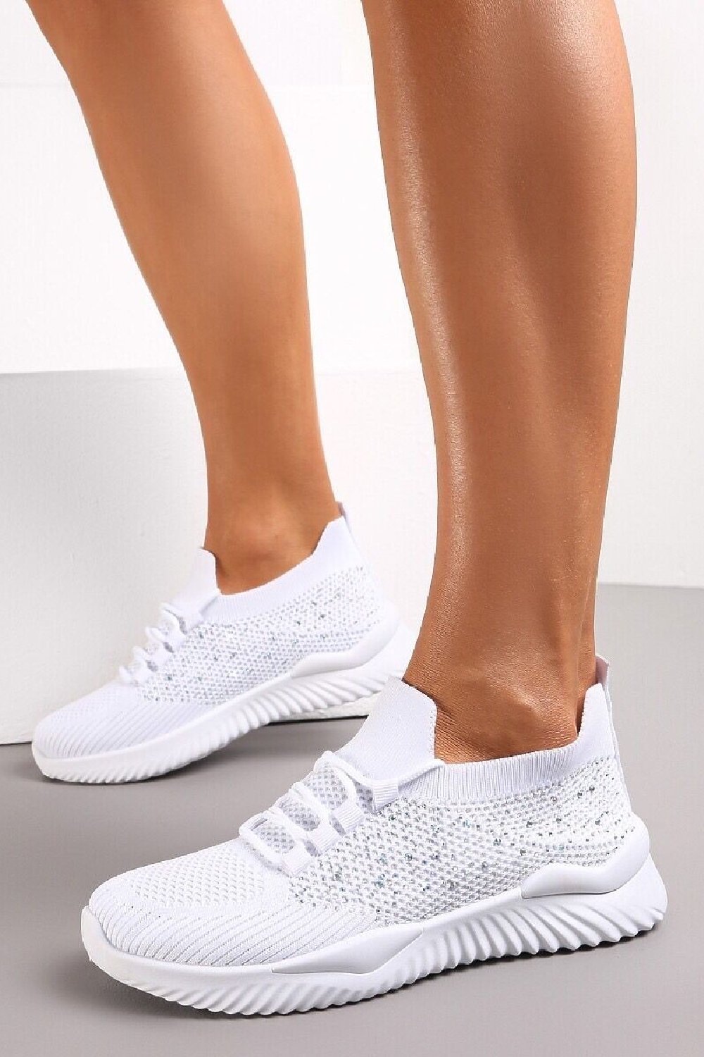 DIAMANTE LACE UP DETAIL TRAINERS - 3 COLOURS - Boutique-tastic