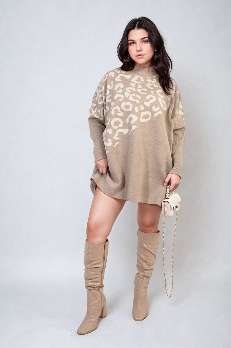 Curve Abigail Leopard Print Knitted Long Sleeve Jumper - 3 colours