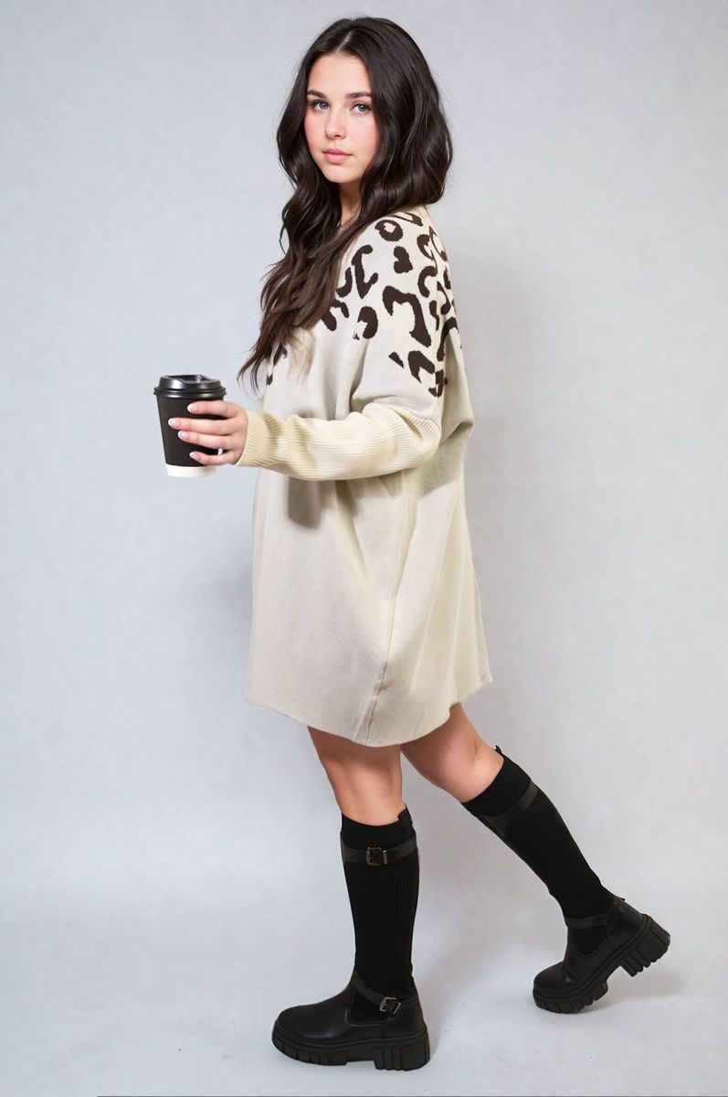 Curve Abigail Leopard Print Knitted Long Sleeve Jumper - 3 colours