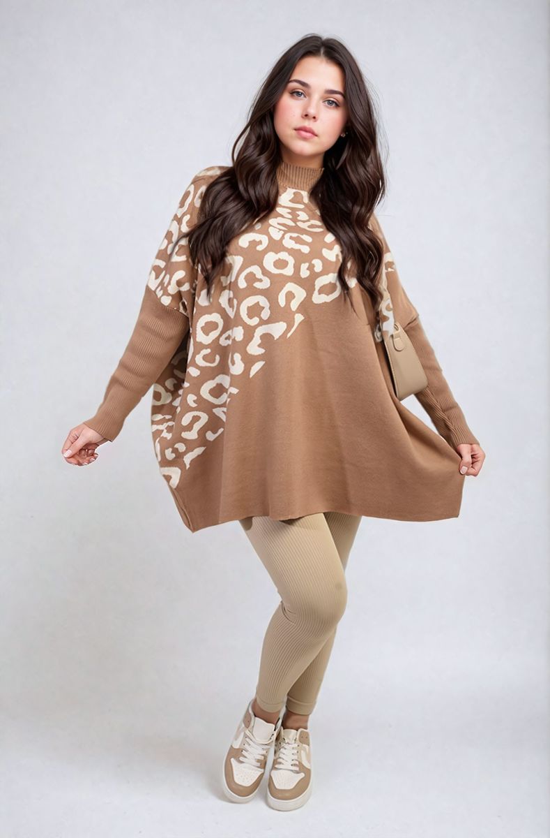 Curve Abigail Leopard Print Knitted Long Sleeve Jumper - 3 colours