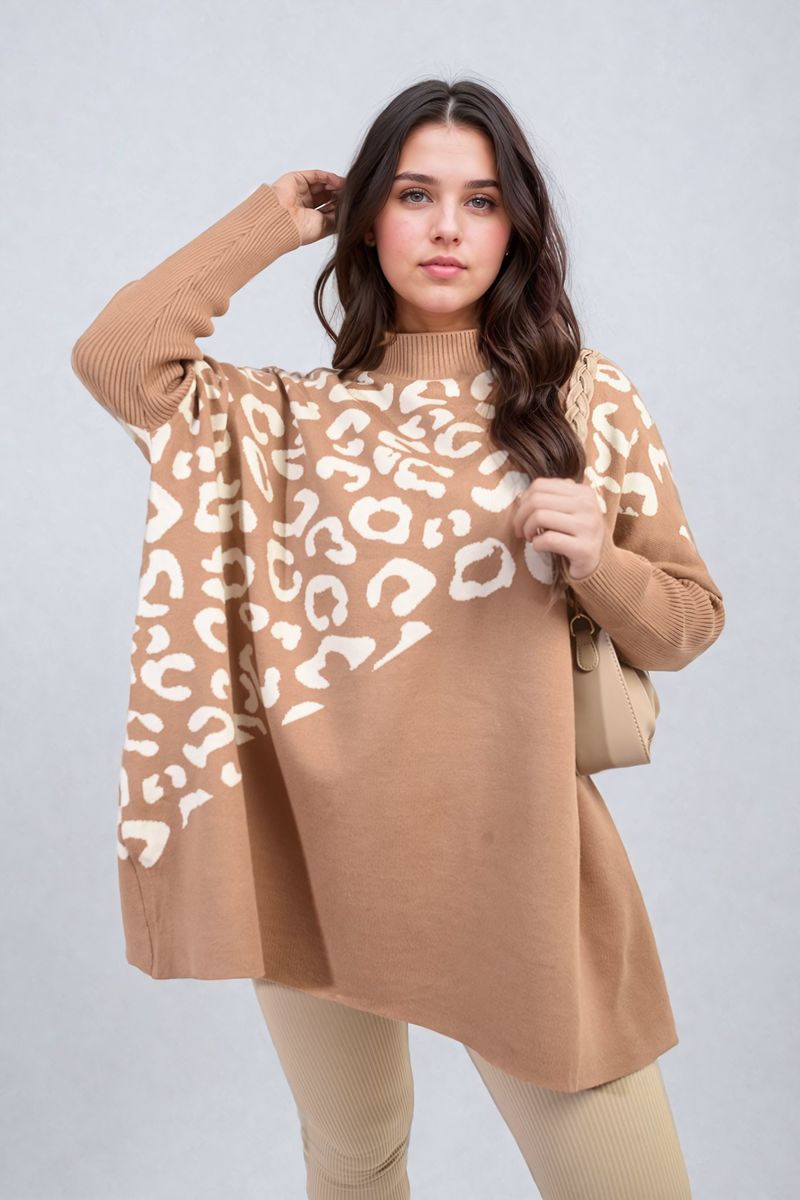 Curve Abigail Leopard Print Knitted Long Sleeve Jumper - 3 colours