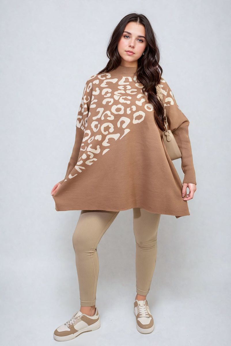 Curve Abigail Leopard Print Knitted Long Sleeve Jumper - 3 colours