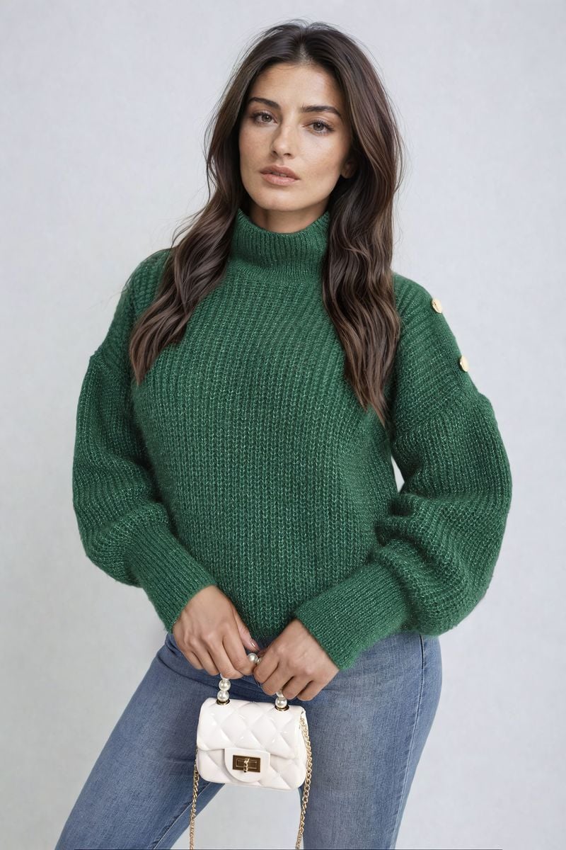 Alejandra Buttons Long Sleeves Chunky Knit Top - 7 colours