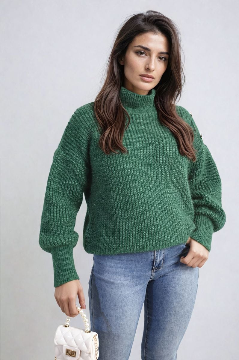 Alejandra Buttons Long Sleeves Chunky Knit Top - 7 colours