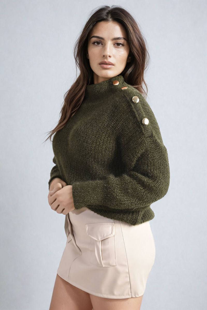 Alejandra Buttons Long Sleeves Chunky Knit Top - 7 colours