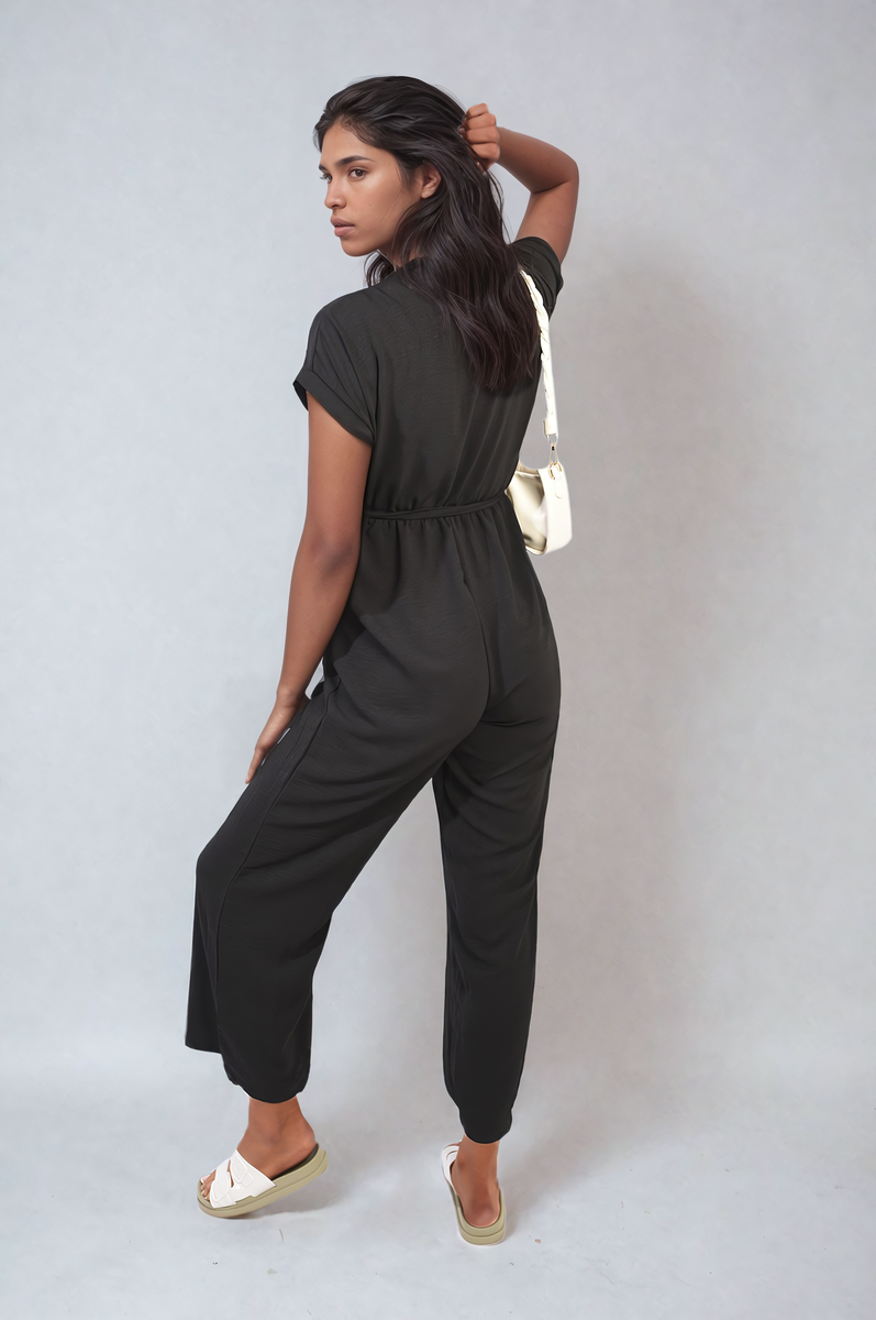 Alessandra Belted V Neck Jumpsuit with Side Pockets - 10 colours