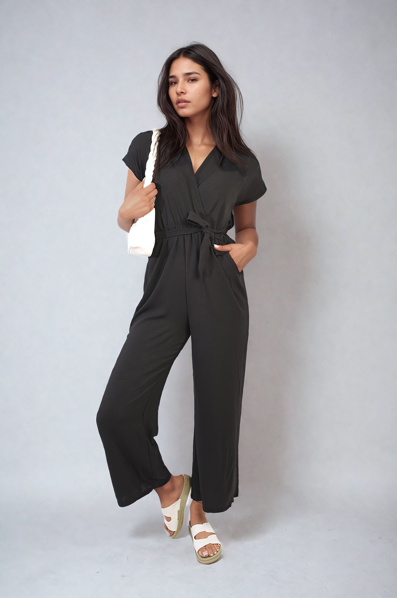 Alessandra Belted V Neck Jumpsuit with Side Pockets - 10 colours