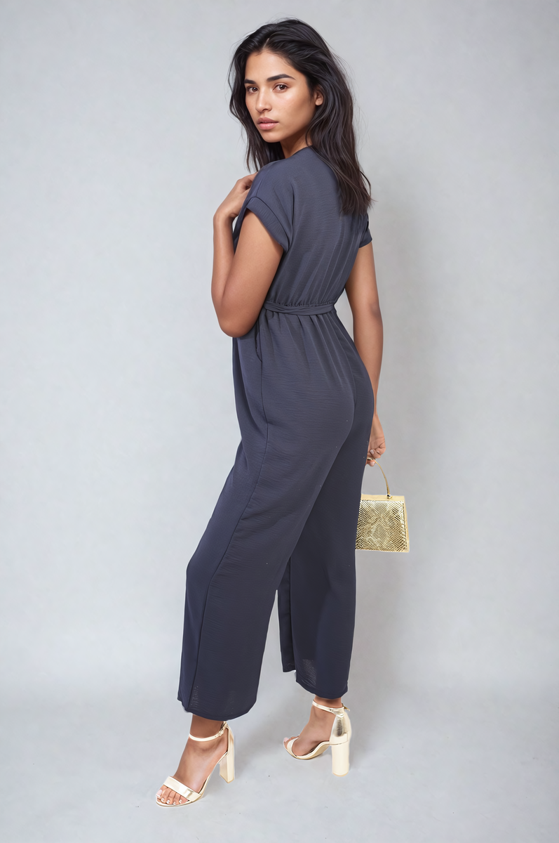 Alessandra Belted V Neck Jumpsuit with Side Pockets - 10 colours