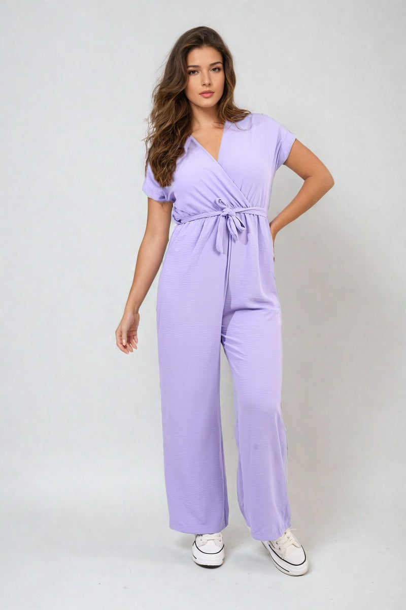 Alessandra Belted V Neck Jumpsuit with Side Pockets - 10 colours