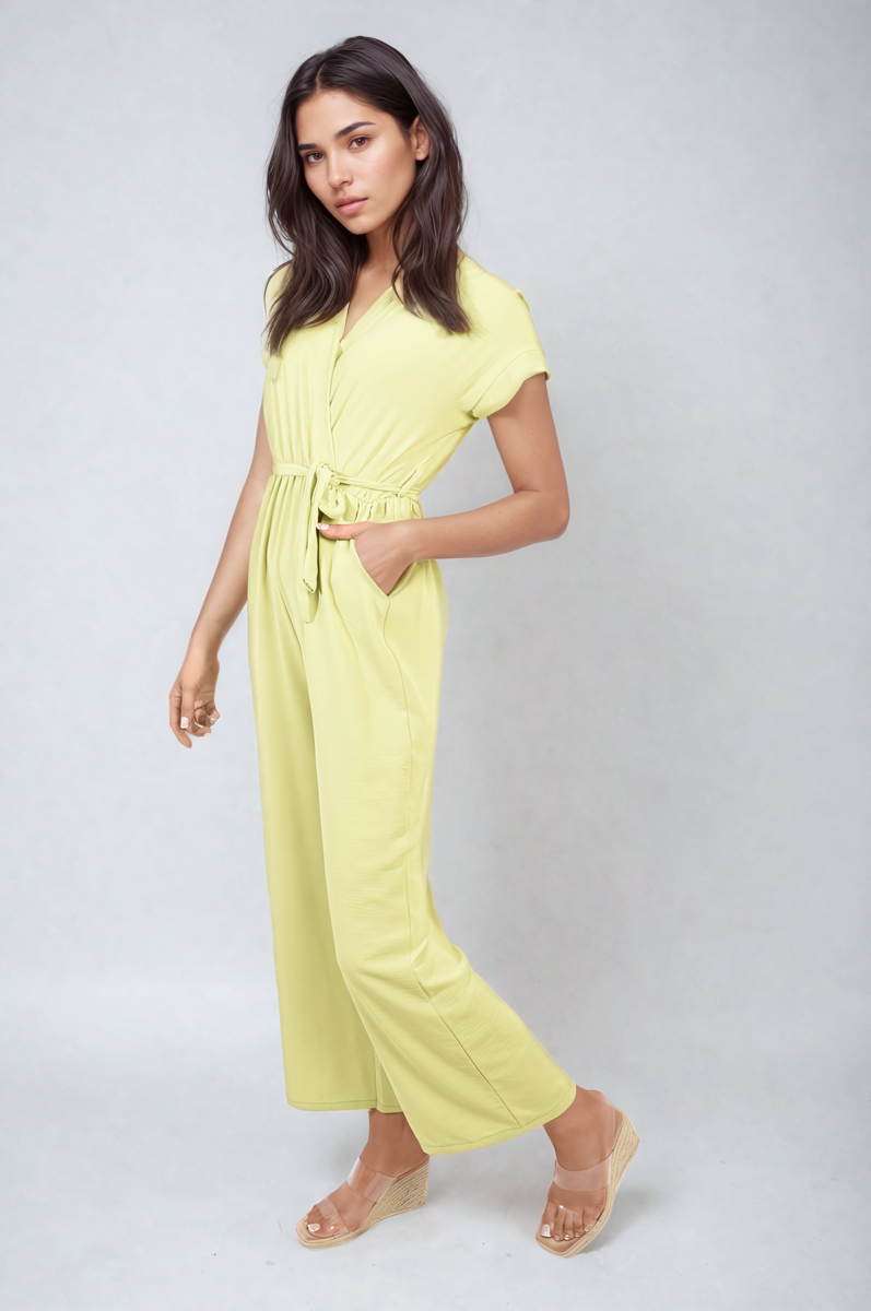 Alessandra Belted V Neck Jumpsuit with Side Pockets - 10 colours