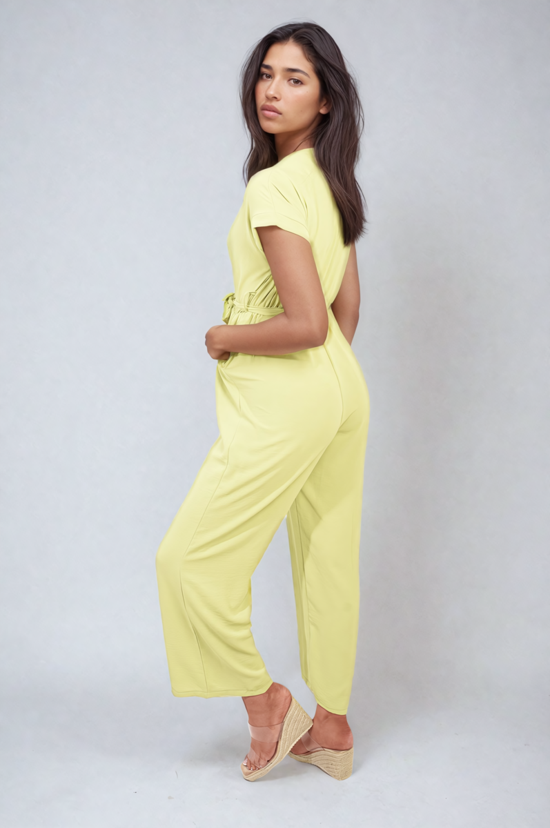 Alessandra Belted V Neck Jumpsuit with Side Pockets - 10 colours