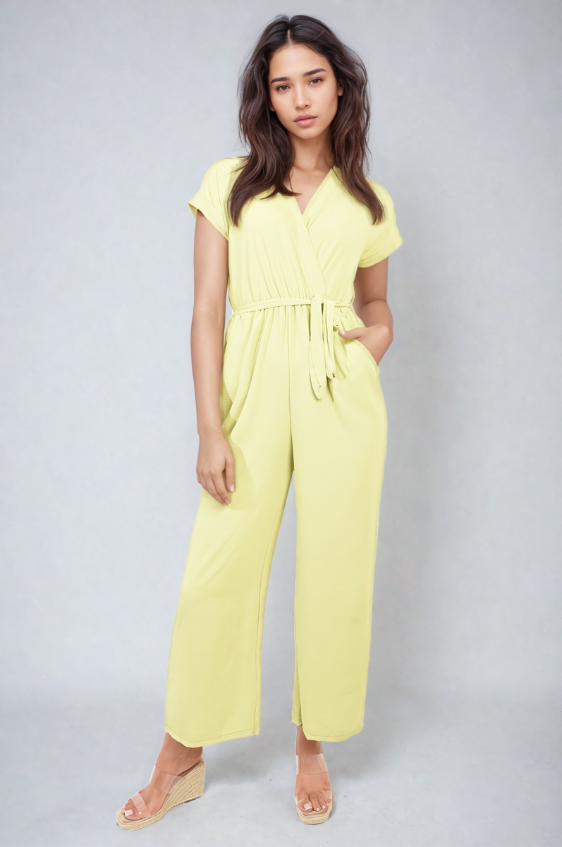 Alessandra Belted V Neck Jumpsuit with Side Pockets - 10 colours