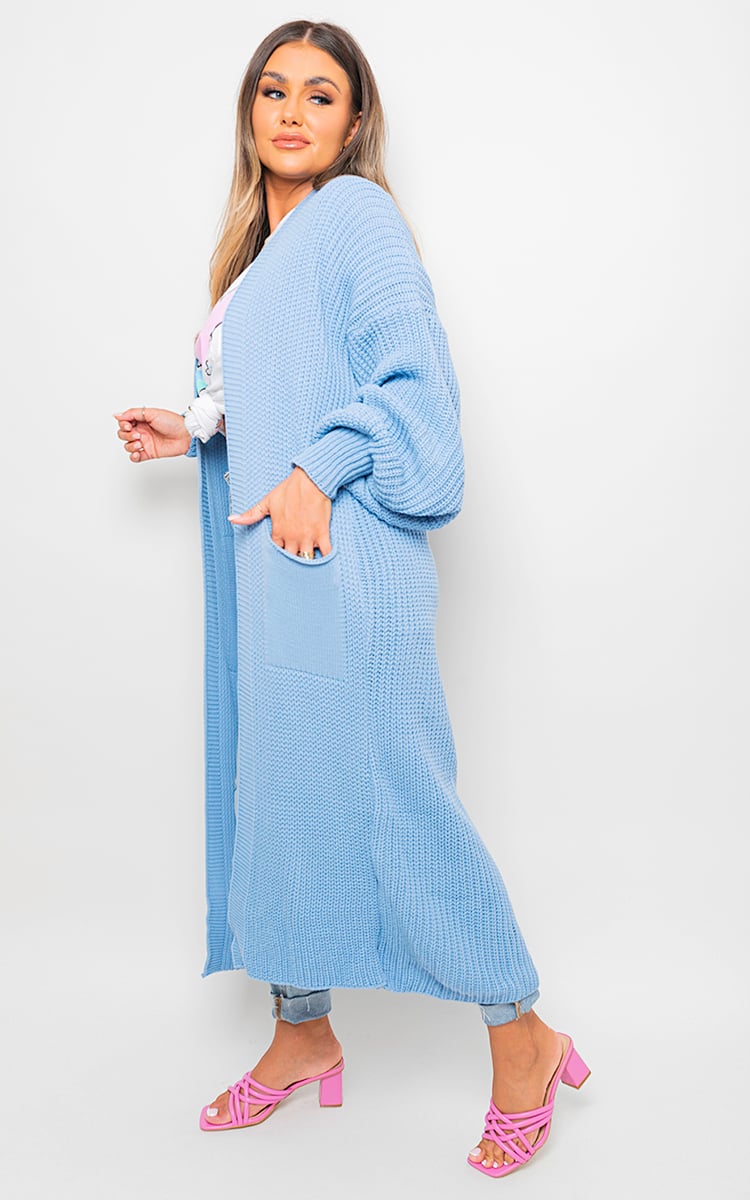 Chunky Knitted Balloon Sleeve Long Maxi Cardigan - 2 colours