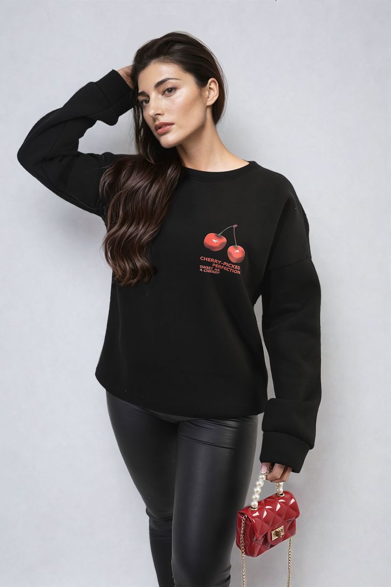 Amanda Cherry Printed Front and Back Design Oversized Knitted Jumper - 2 colours