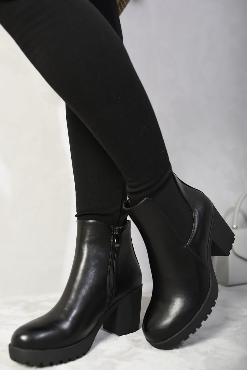 Andrea Block Chunky Heel Ankle Boots -2 colours