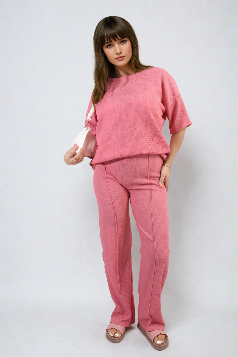 Ashlyn Cheesecloth Pattern Top and Trouser Co-ord Set - 12 colours