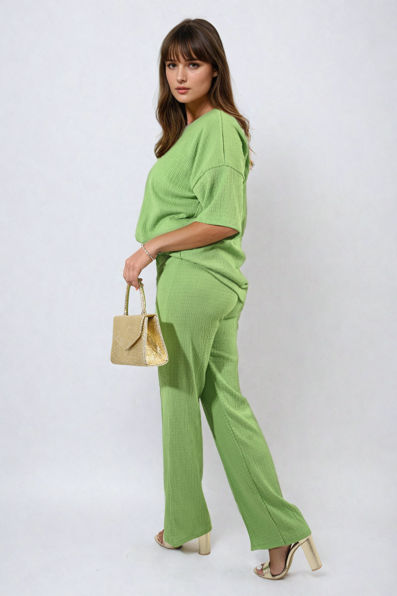 Ashlyn Cheesecloth Pattern Top and Trouser Co-ord Set - 12 colours