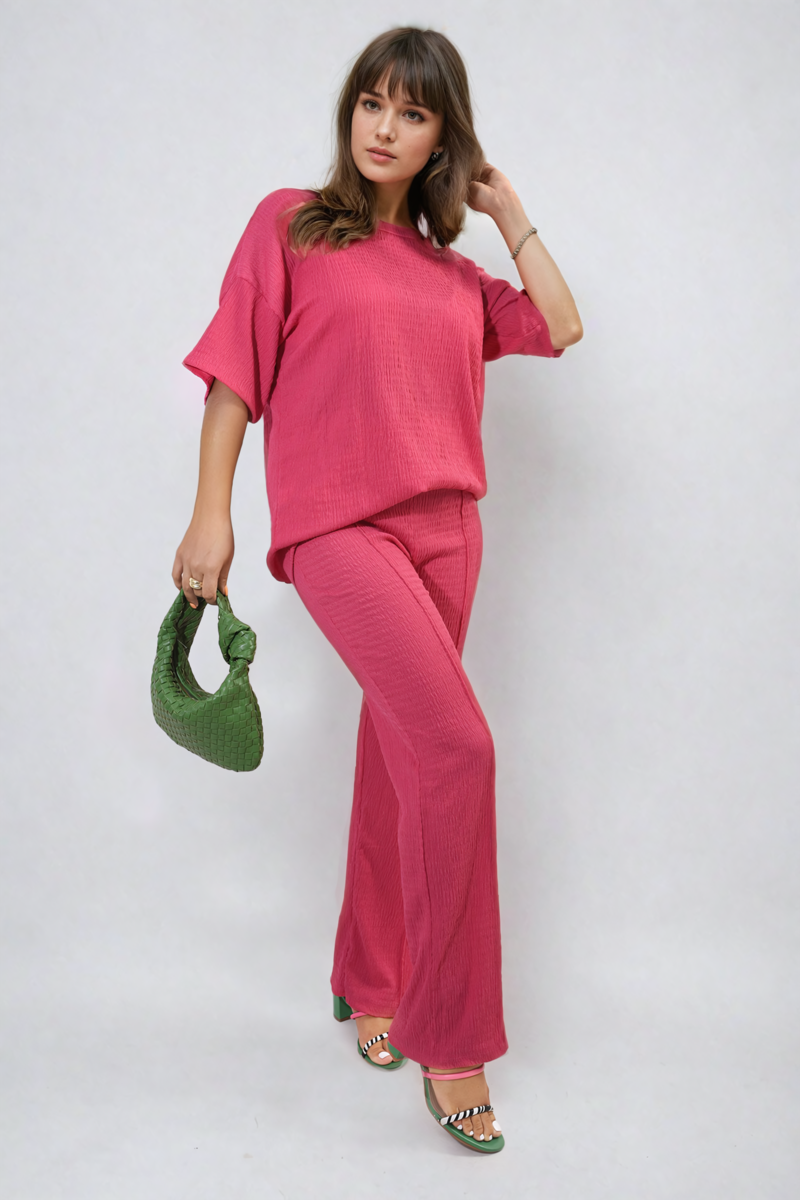 Ashlyn Cheesecloth Pattern Top and Trouser Co-ord Set - 12 colours