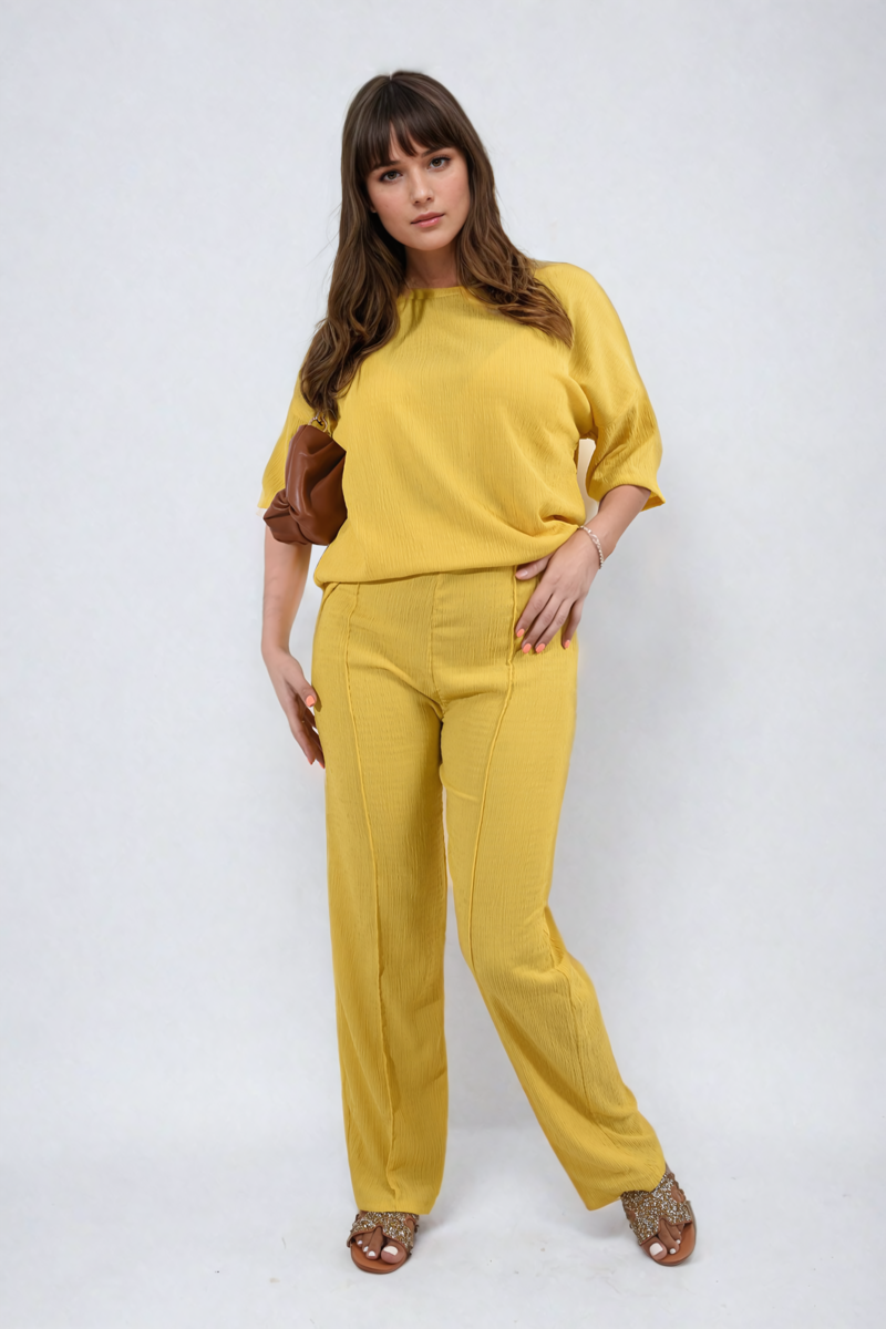 Ashlyn Cheesecloth Pattern Top and Trouser Co-ord Set - 12 colours