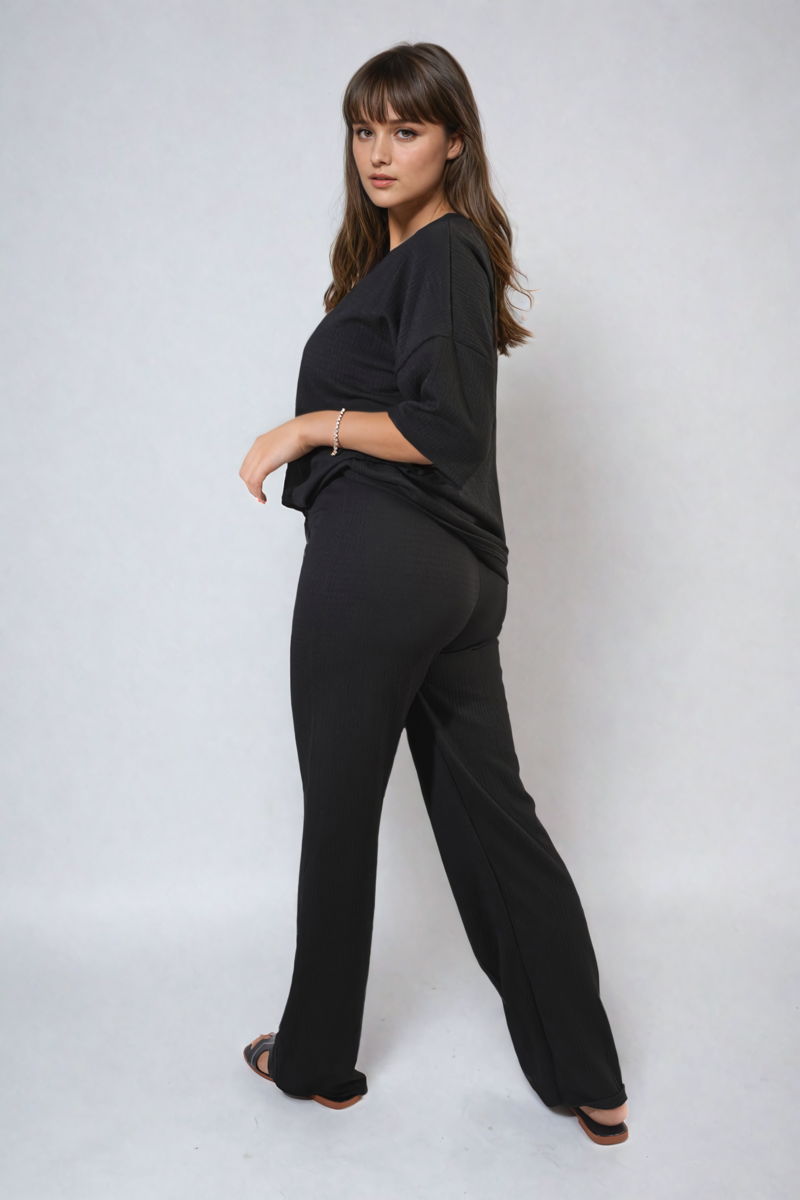 Ashlyn Cheesecloth Pattern Top and Trouser Co-ord Set - 12 colours