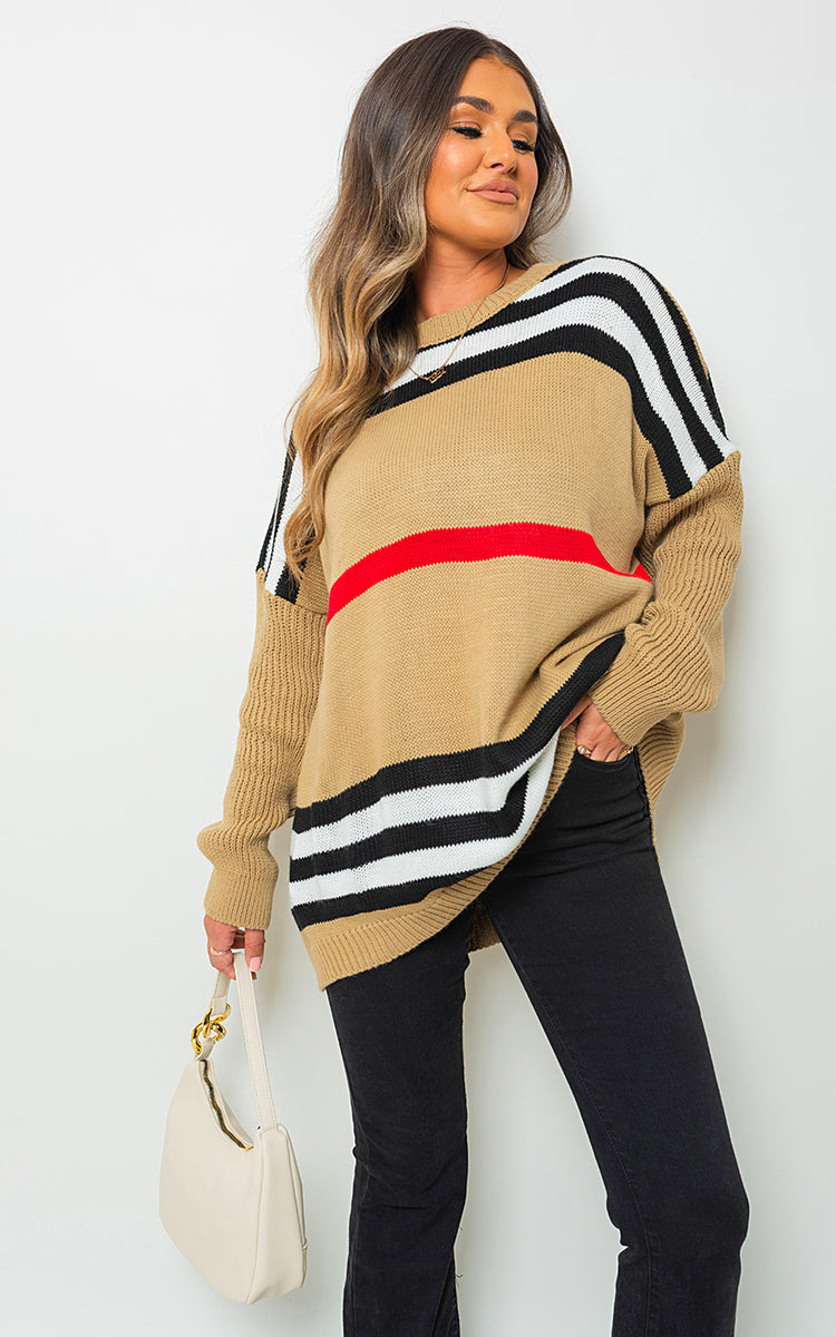 Ava Oversized Striped Long Sleeve Knitted Jumper - 5 colours