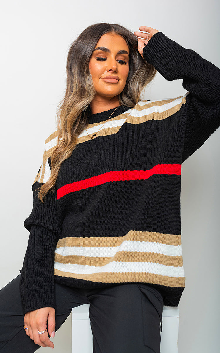 Ava Oversized Striped Long Sleeve Knitted Jumper - 5 colours