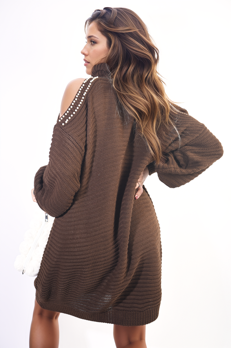 Bria High Neck Oversized Open Shoulder Long Sleeve Knitted Jumper - 7 colours