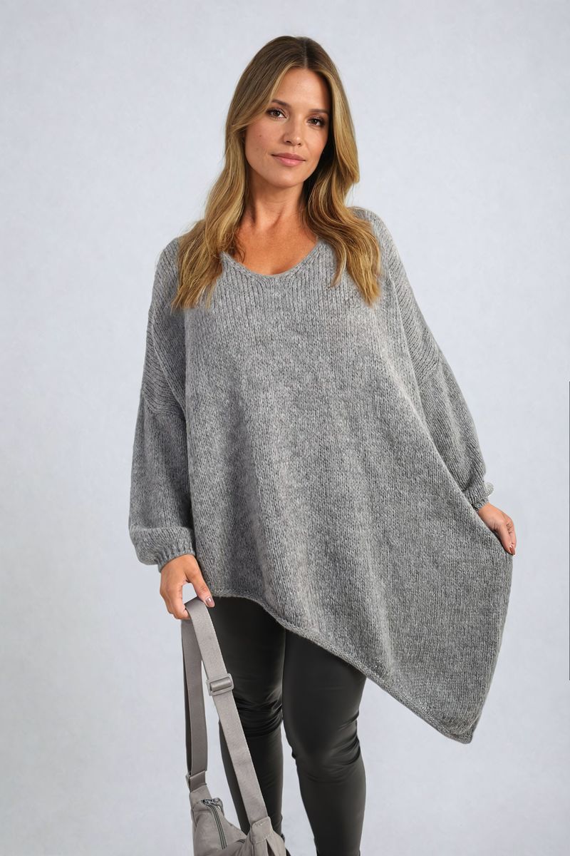 Brynn Asymmetric Oversized Knitted Jumper - 4 colours