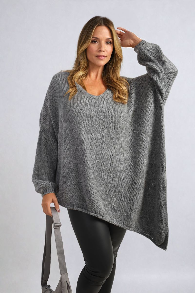 Brynn Asymmetric Oversized Knitted Jumper - 4 colours