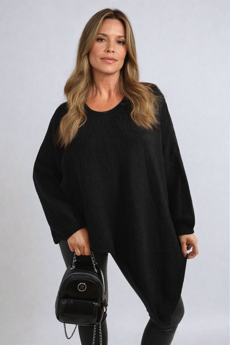 Brynn Asymmetric Oversized Knitted Jumper - 4 colours