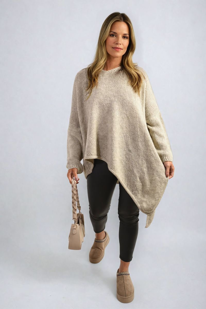 Brynn Asymmetric Oversized Knitted Jumper - 4 colours