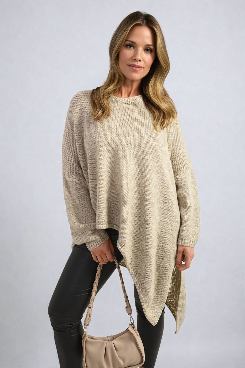 Brynn Asymmetric Oversized Knitted Jumper - 4 colours