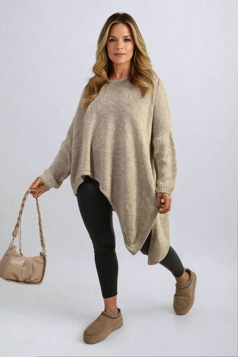 Brynn Asymmetric Oversized Knitted Jumper - 4 colours