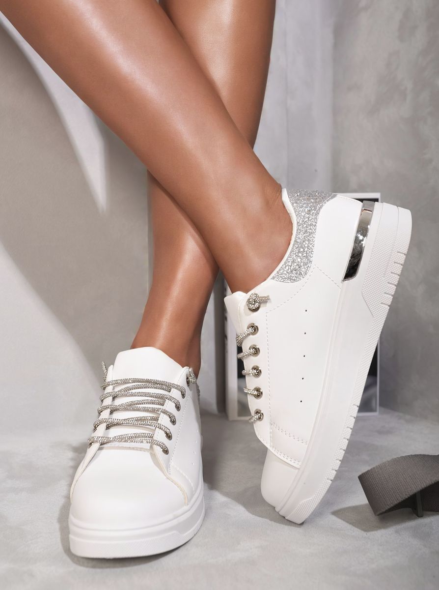 Callie Embellished Lace Platform Trainers - 3 colours