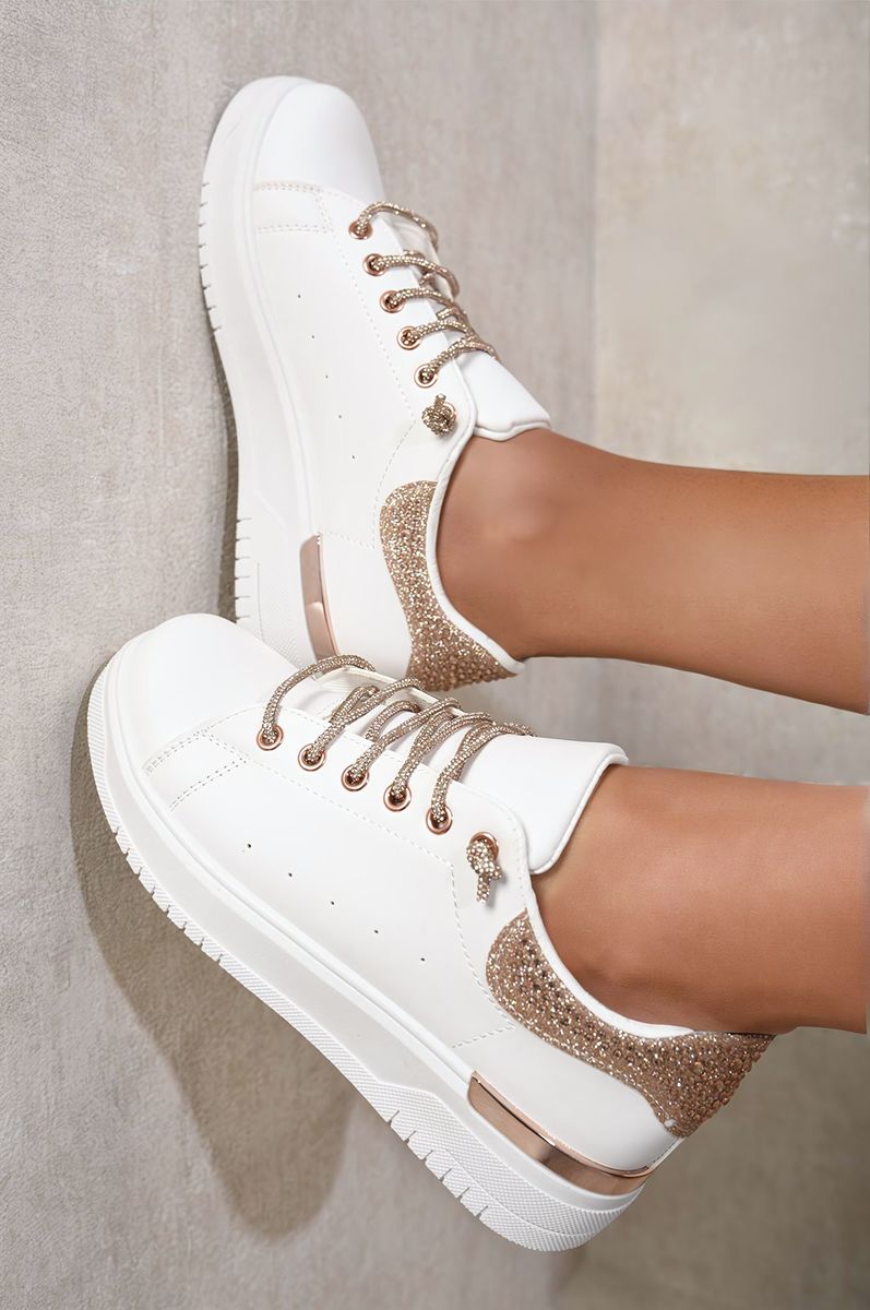 Callie Embellished Lace Platform Trainers - 3 colours