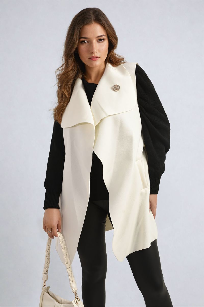 Camila Wide Lapel Sleeveless Belted Jacket - 6 colours