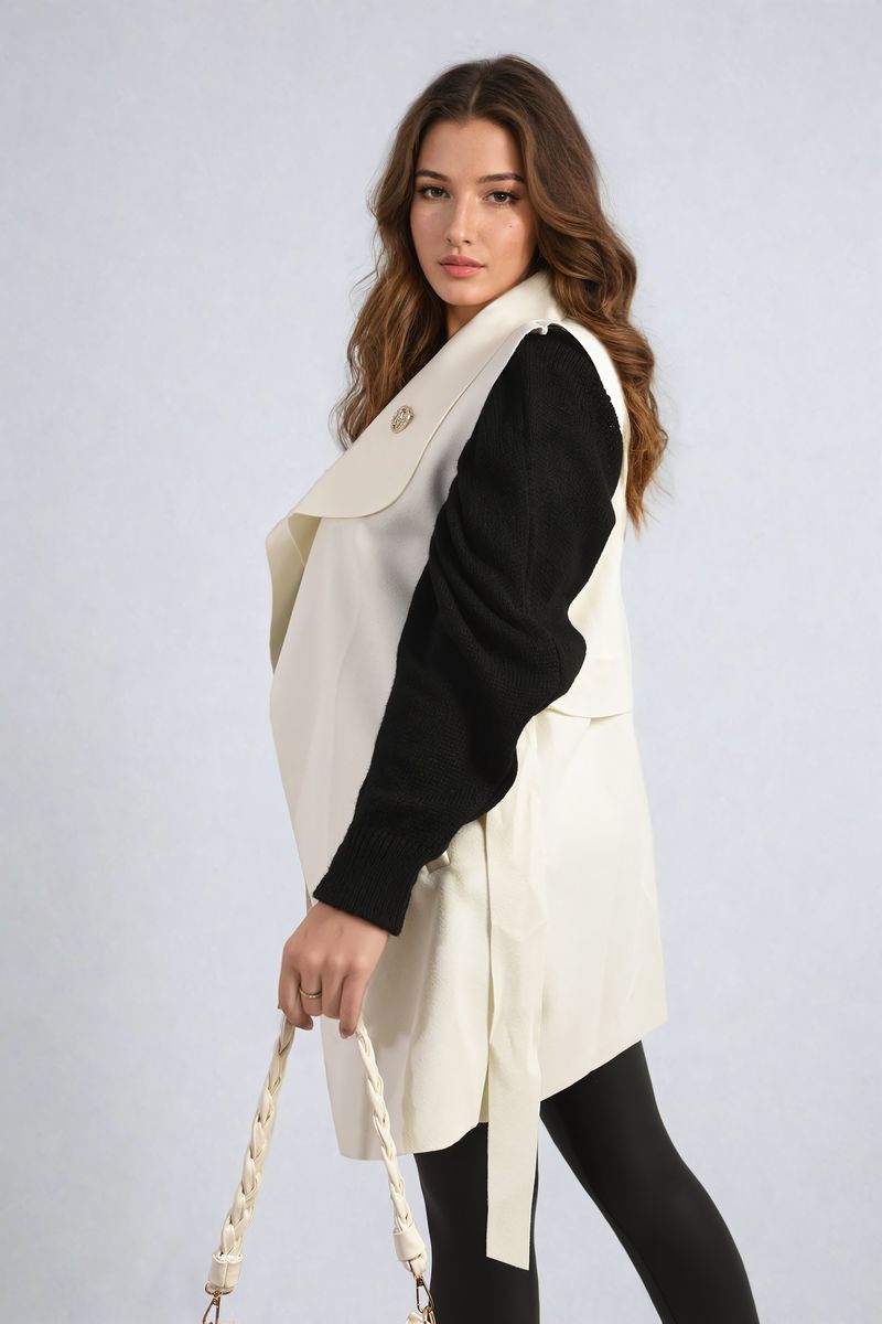 Camila Wide Lapel Sleeveless Belted Jacket - 6 colours