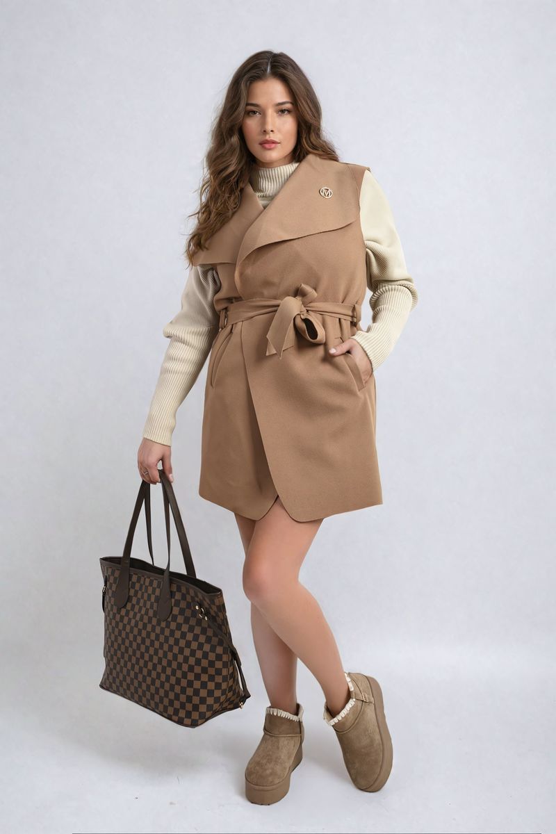 Camila Wide Lapel Sleeveless Belted Jacket - 6 colours