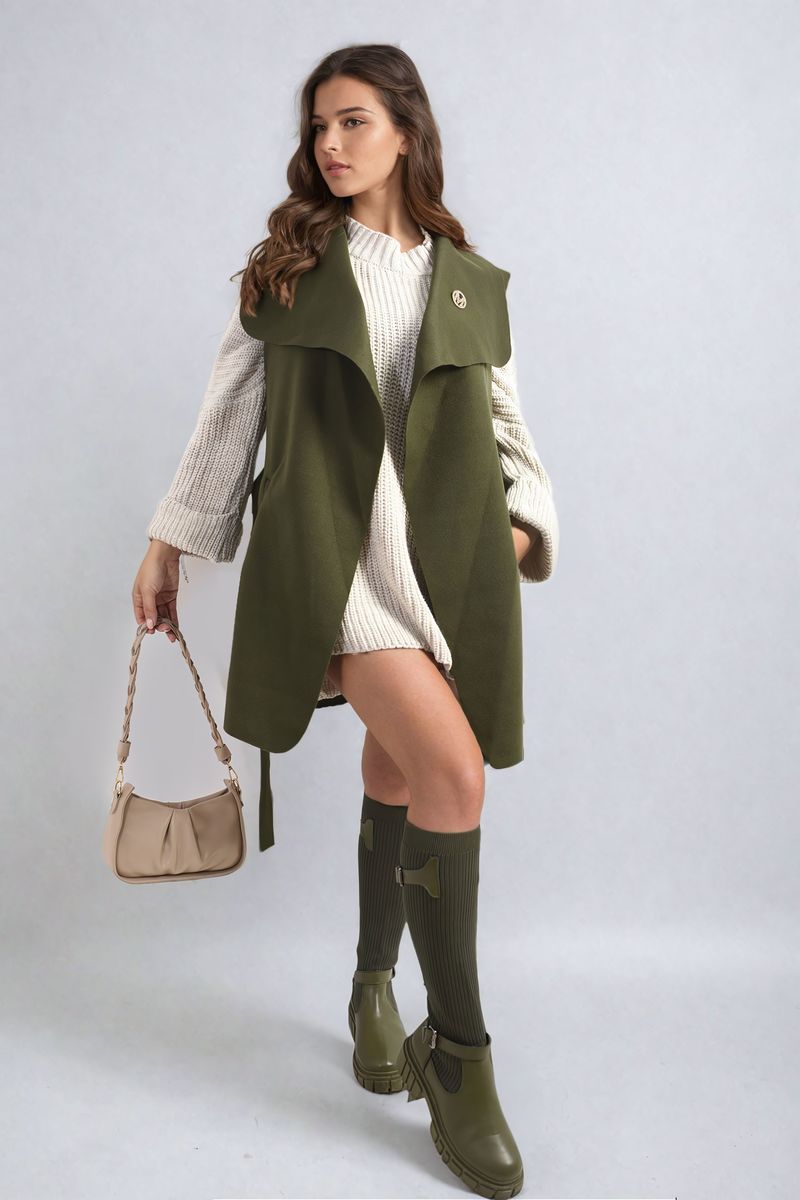 Camila Wide Lapel Sleeveless Belted Jacket - 6 colours