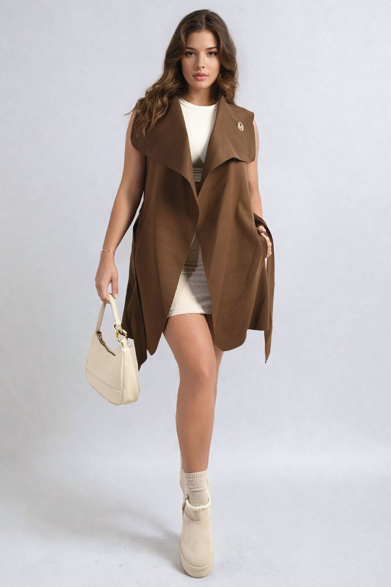 Camila Wide Lapel Sleeveless Belted Jacket - 6 colours