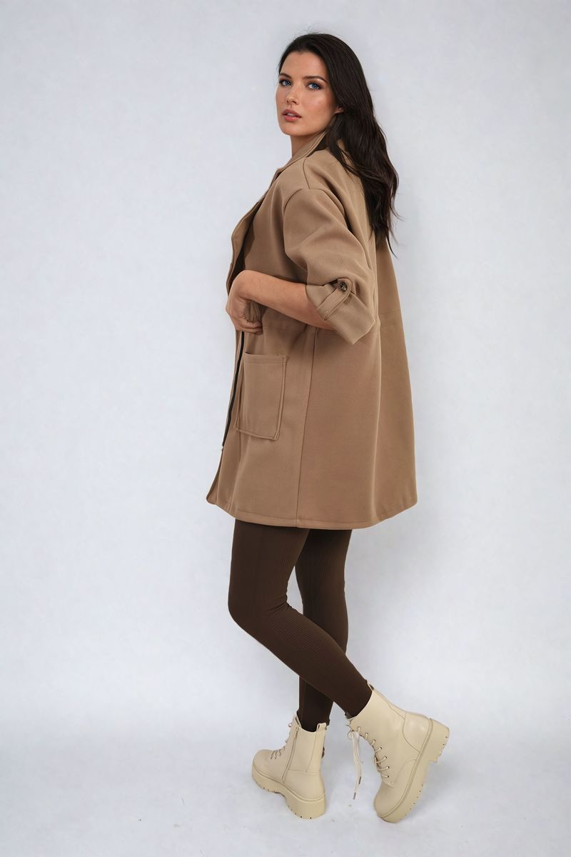 Curve Camryn Roll Tab Sleeve Drawstring Waist Open Front Trench Coat Jacket - 6 colours