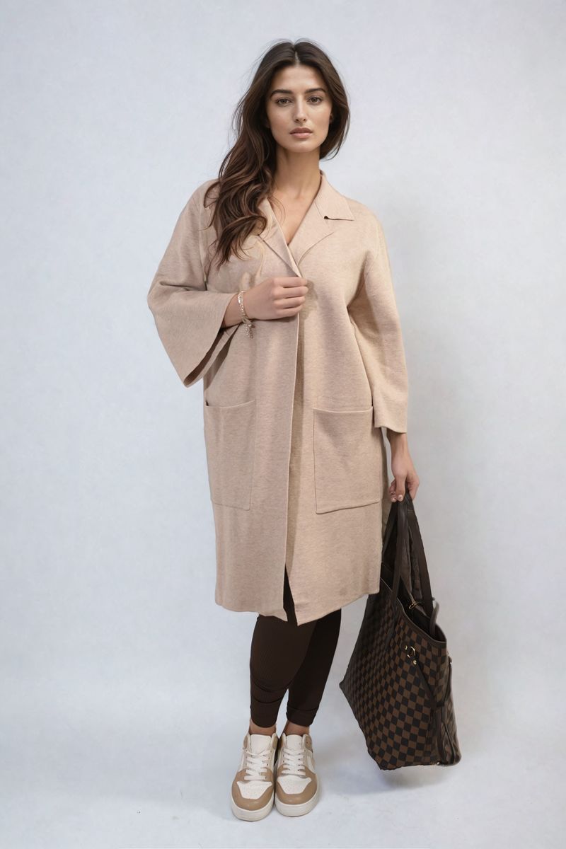 Curve Cheryl Open Front Longline Knitted Cardigan with Front Pockets - 5 colours