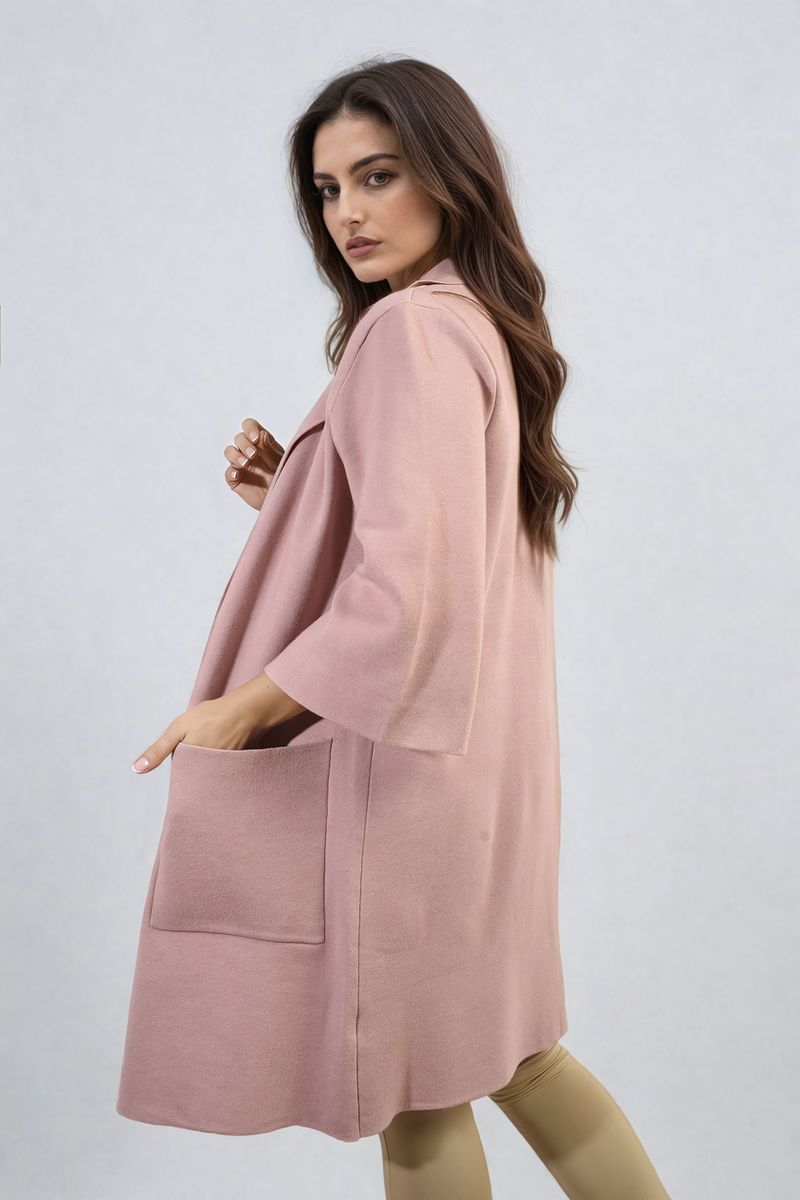 Curve Cheryl Open Front Longline Knitted Cardigan with Front Pockets - 5 colours