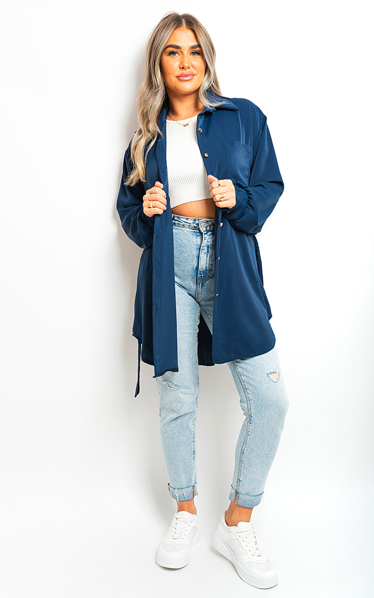 Oversized Button Front Belted Top - 5 colours