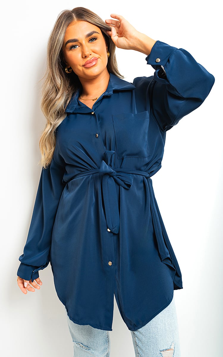 Oversized Button Front Belted Top - 5 colours