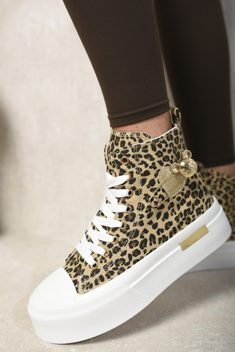 Dana High Top Lace Up Platform Ankle Trainers with Decorative Detail