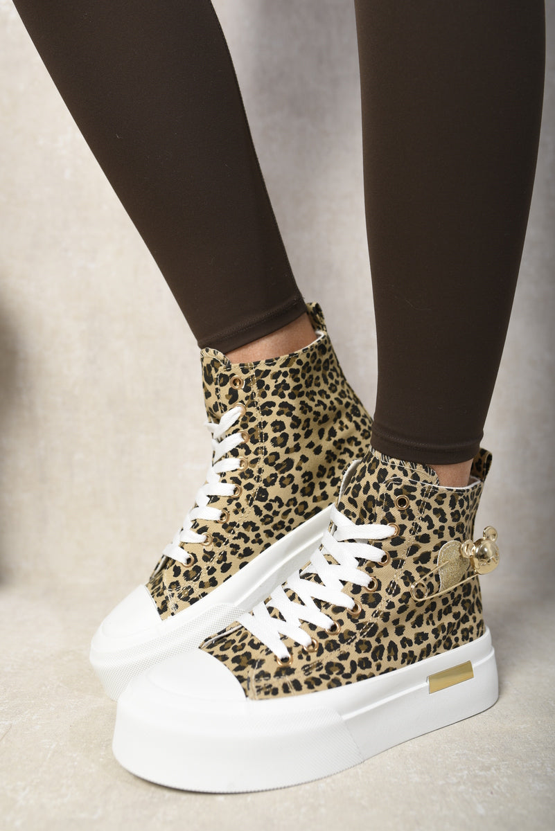 Dana High Top Lace Up Platform Ankle Trainers with Decorative Detail