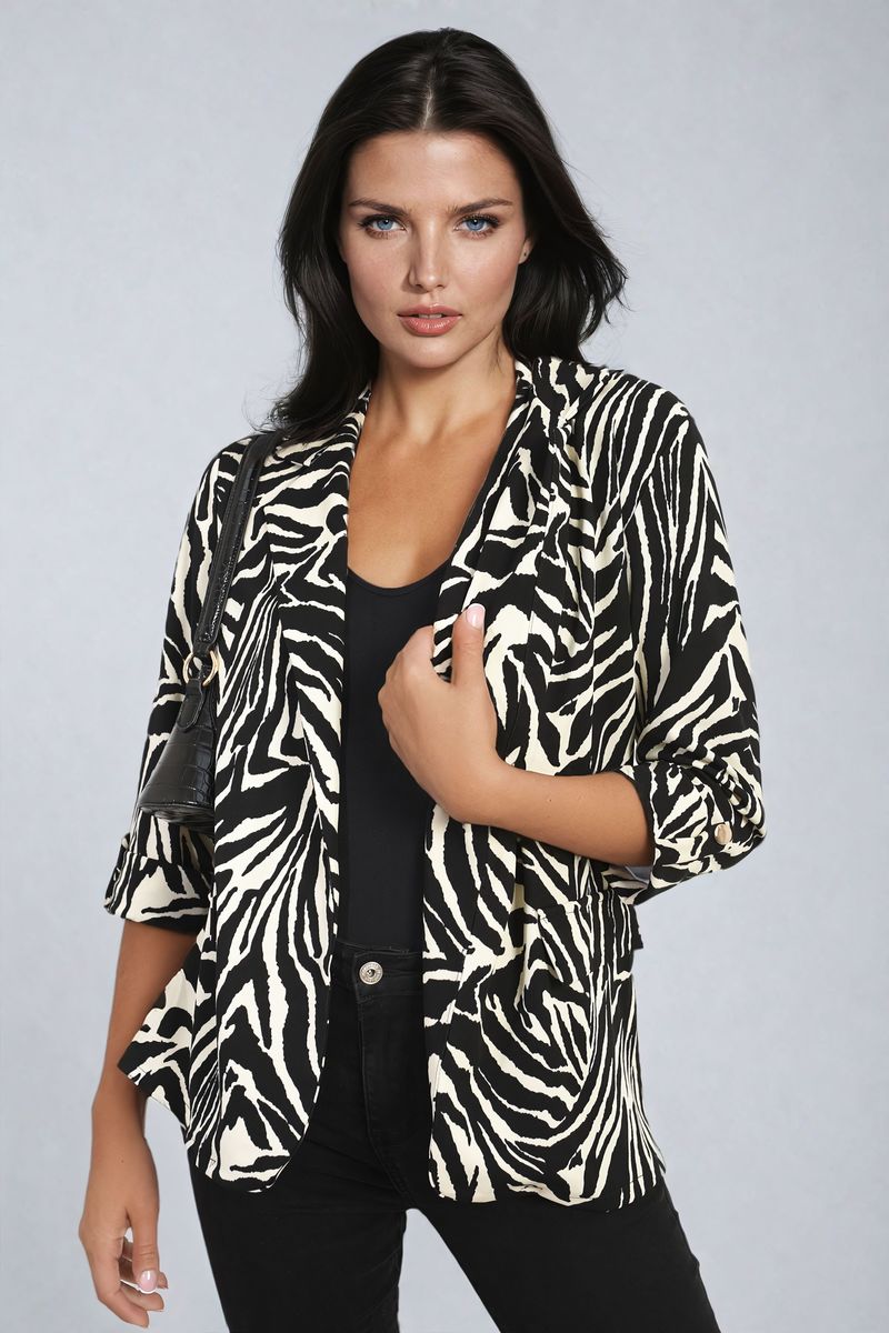 Danielle Striped Print Lapel Collar Blazer Jacket - 2 designs